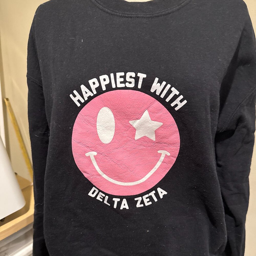 Sorority Delta Zeta Black crewneck sweatshirt Adult Large